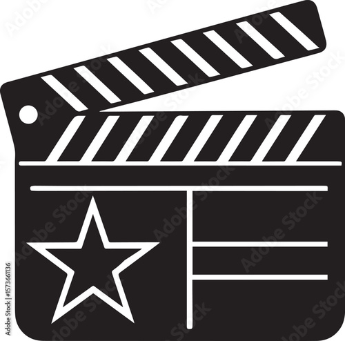 movie clapper board vector, movie clapperboard silhouette vector icon, movie clapper board vector logo