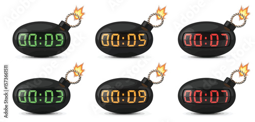 Time Bomb Countdown Set with Different Colors