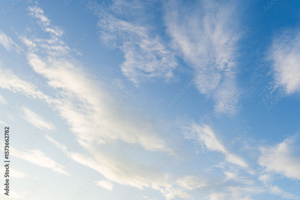 Fototapeta premium 夏の空 朝日で輝く雲と青空19