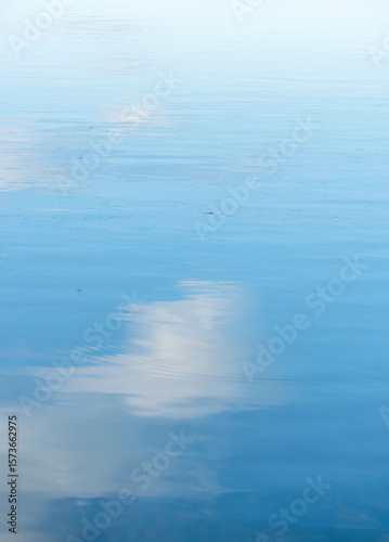 夏の朝　水面に映る青空と雲02