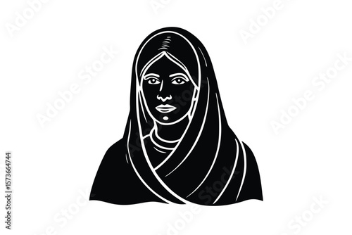 Bangladeshi village woman folk drawing rustic charm vector art illustration