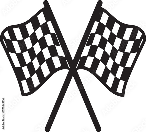 checkered flag vector illustration, two crossed checkered flag vector black and white