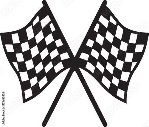 checkered flag vector illustration, two crossed checkered flag vector black and white
