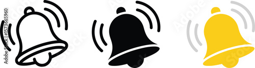 Ringing Notification Bell Icons: Alert, Reminder & Active Alarm Symbols.