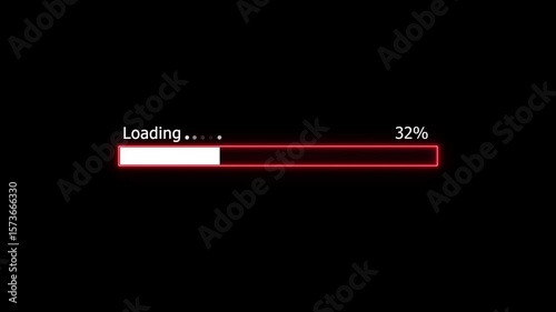 33% complete loading icon animation background. Neon Loading bar sign 33 percent animation.