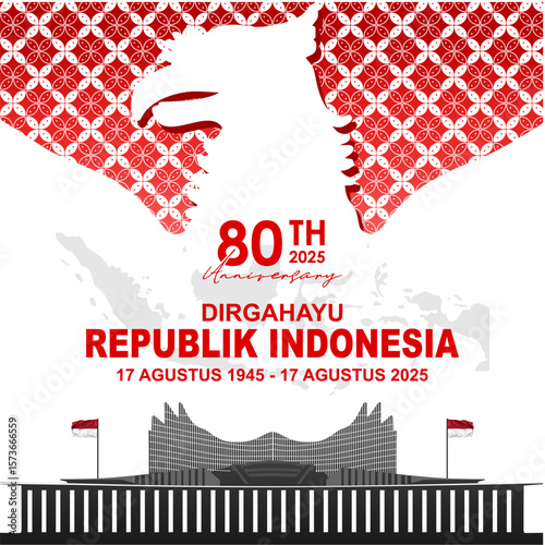 Dirgahayu Republik Indonesia – 17 Agustus 2025. Translation Happy Anniversary of Republic of Indonesia – August 17, 2025. An elegant vector design to celebrate Indonesian Independence Day.