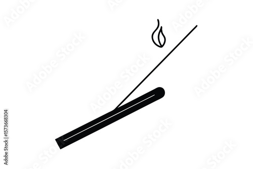 Minimal incense stick icon for calming rituals aromatic peace vector art illustration