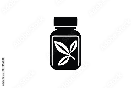 Minimal vitamin bottle icon for wellness healthy living vector art illustration