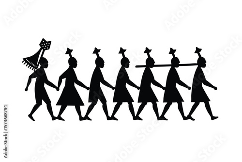 Palki procession in folk art form traditional ceremony vector art illustration