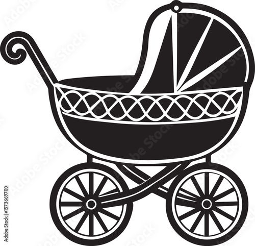 baby carriage vector illustration, baby carriage silhouette vector icon, logo design