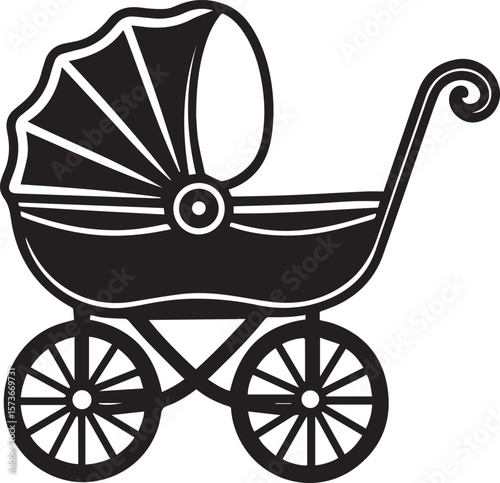 baby carriage vector illustration, baby carriage silhouette vector icon, logo design