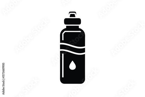 Water bottle hydration icon in minimal style essential wellness vector art illustration