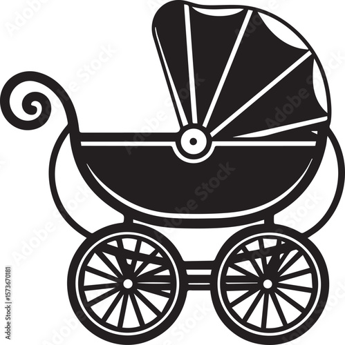 baby carriage vector illustration, baby carriage silhouette vector icon, logo design