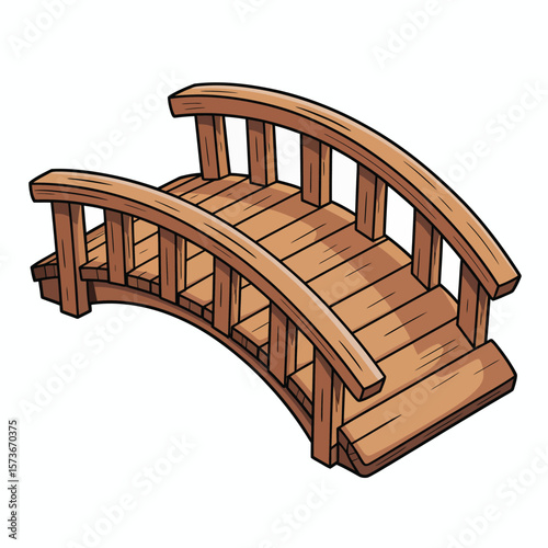 Wallpaper Mural Cartoon wooden garden bridge with arched railings and plank walkway Torontodigital.ca