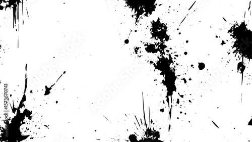 Minimal Ink Splatter and Drip Texture, Abstract Black Paint on White Background