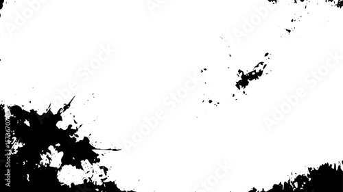 Minimal Ink Splatter Background with Abstract Black Grunge Corners and White Space