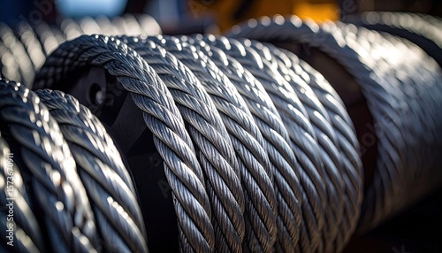 Close-up of coiled metal cables