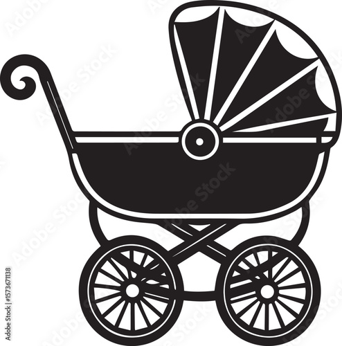 baby carriage vector illustration, baby carriage silhouette vector icon, logo design