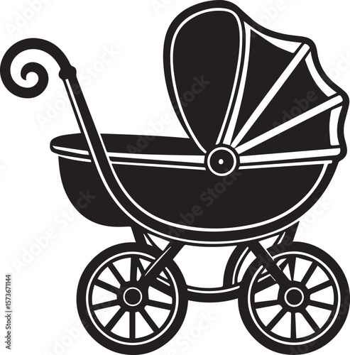 baby carriage vector illustration, baby carriage silhouette vector icon, logo design