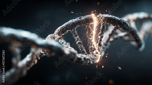 Spectacular DNA Strand Break Visualizing Mutation Sparks and Molecular Repair in Dramatic Detail.
