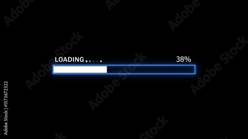 49% complete loading icon animation background. Neon Loading bar sign 49 percent animation.