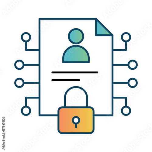 Privacy – Document with Lock Representing the Protection and Confidentiality of Personal Data in AI Systems. Vector illustration