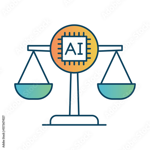 Ethical Dilemma – Scales Representing Conflicting Moral Choices and Ethical Conflicts in AI System Design and Development. Vector illustration