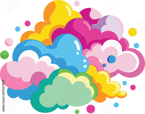 Colorful Cloudscape Composition vector illustration.