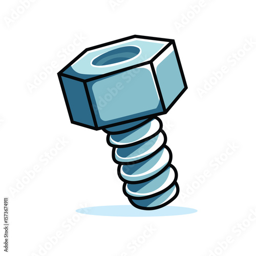 Illustration Vector Graphic Cartoon of a Metal Bolt