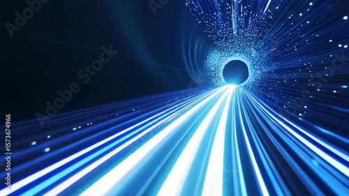 Tunnel of Technology: A mesmerizing perspective of a high-tech tunnel, radiating with digital energy, signifies the velocity and innovation of technology.
