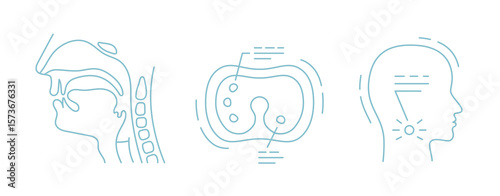 Human throat anatomy line icon. Symbolic image in different versions.