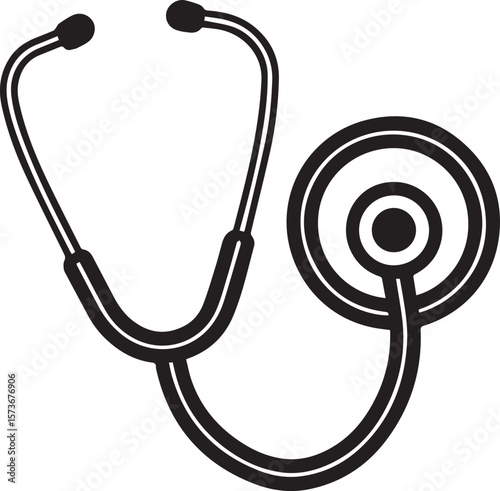 stethoscope medical device silhouette vector, stethoscope isolated on white