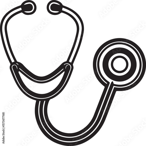 stethoscope medical device silhouette vector, stethoscope isolated on white