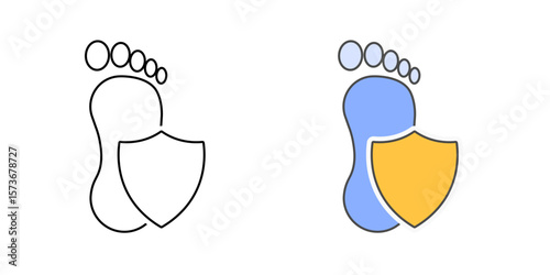 Anti-tracking icon with footprint and shield overlay, ideal for browsing privacy, data protection, and preventing online tracking illustrations.