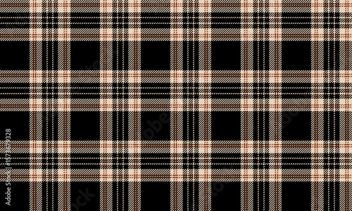 Seamless plaid pattern, black, beige, brown, simple and warm feeling, suitable for designing clothes, skirts, pants, aprons, home decoration and various fashion textiles.