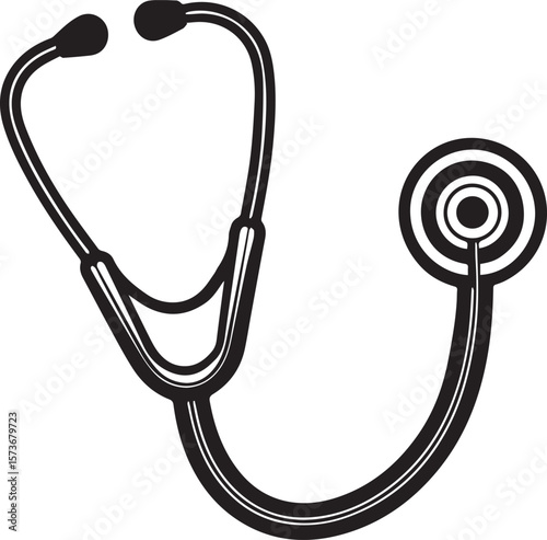 stethoscope medical device silhouette vector, stethoscope isolated on white