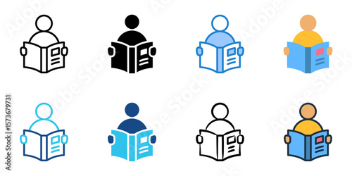 Reading icon set multiple style collection 
