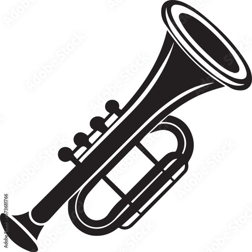 trumpet silhouette vector icon, trumpet isolated on black