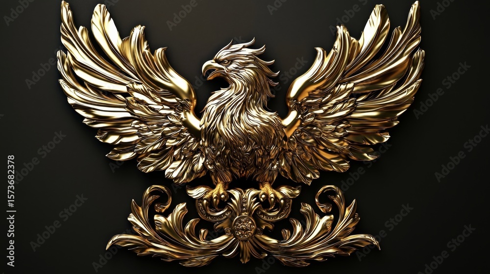 Obraz premium An elegant golden griffin illustration for your collection.