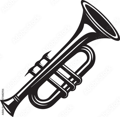 trumpet silhouette vector icon, trumpet isolated on black