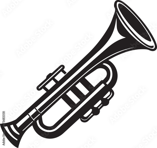 trumpet silhouette vector icon, trumpet isolated on black