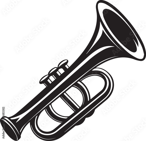 trumpet silhouette vector icon, trumpet isolated on black