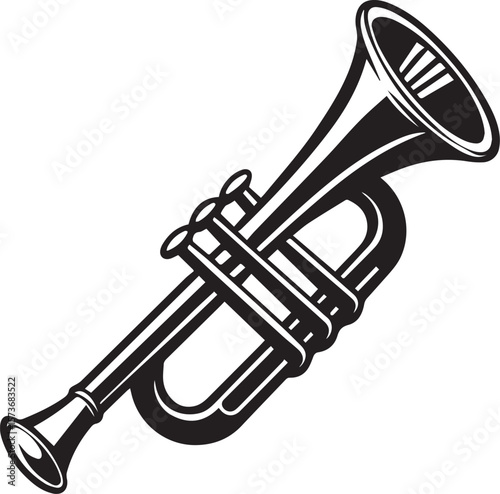 trumpet silhouette vector icon, trumpet isolated on black
