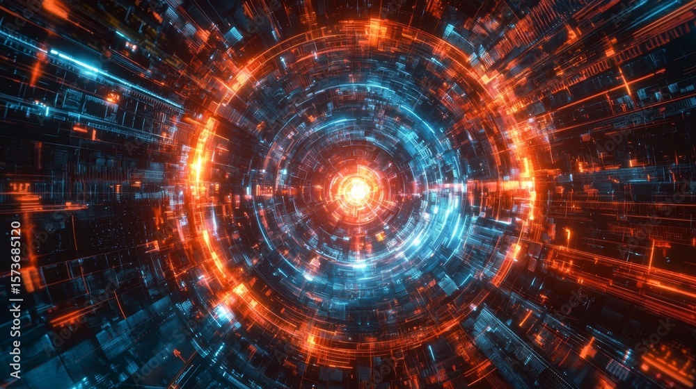 Fototapeta premium Abstract design showcasing a futuristic time machine portal.