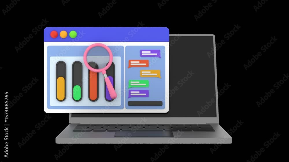 3D Animation of Website SEO Analysis | Alpha Channel