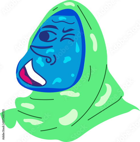 Happy Stylized Human Face Graphic