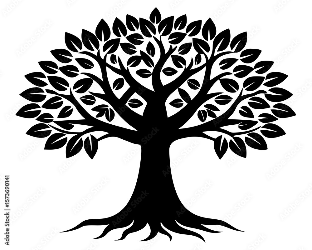 Obraz premium Tamarind Tree vector silhouette illustration isolated on white background
