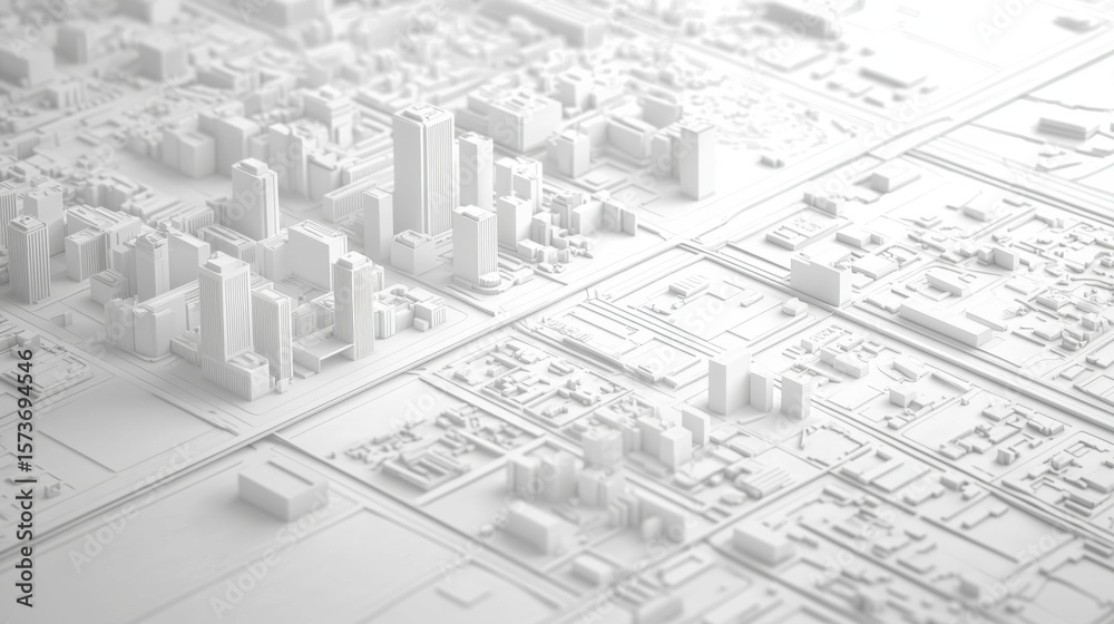Fototapeta premium Detailed Top View Illustration Featuring City Roads and Buildings