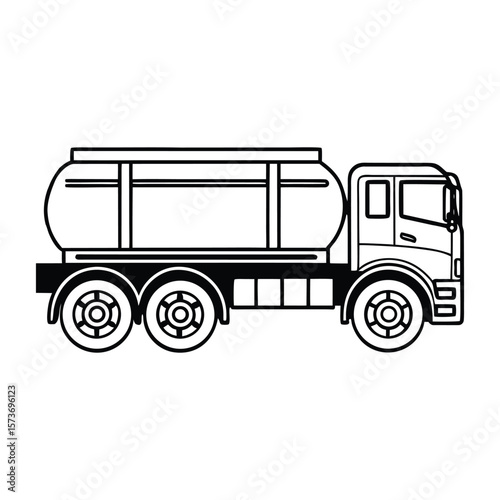 Side View Fuel Truck Icon — Clean and Geometric Vector Illustration