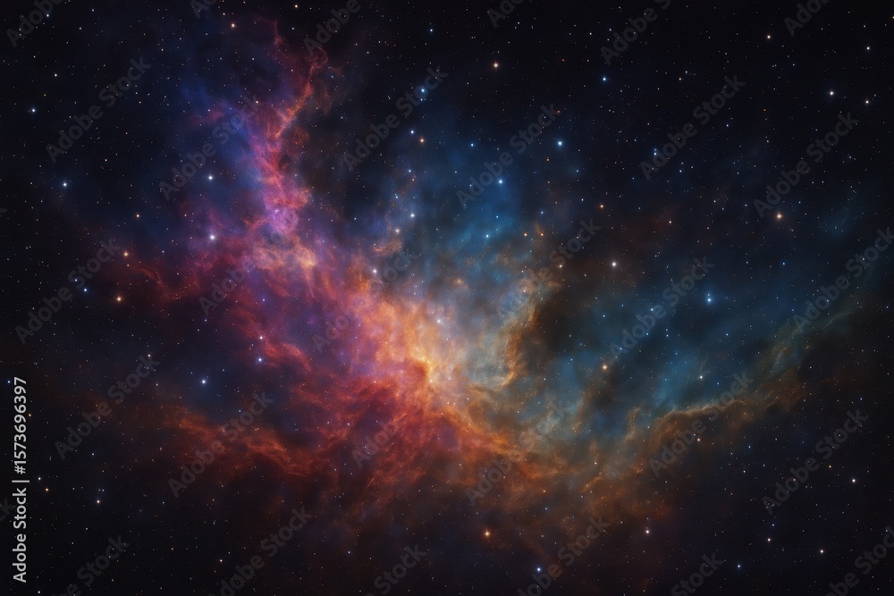 Fototapeta premium Breathtaking Deep Space Nebula with Colorful Cosmic Clouds and Distant Stars in Universe